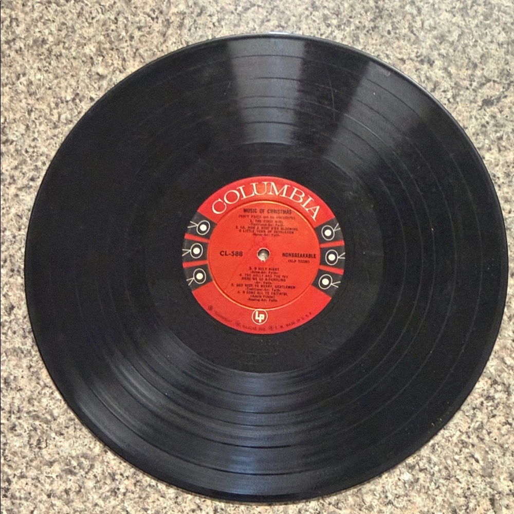 Columbia Black Vinyl Record with Red Label